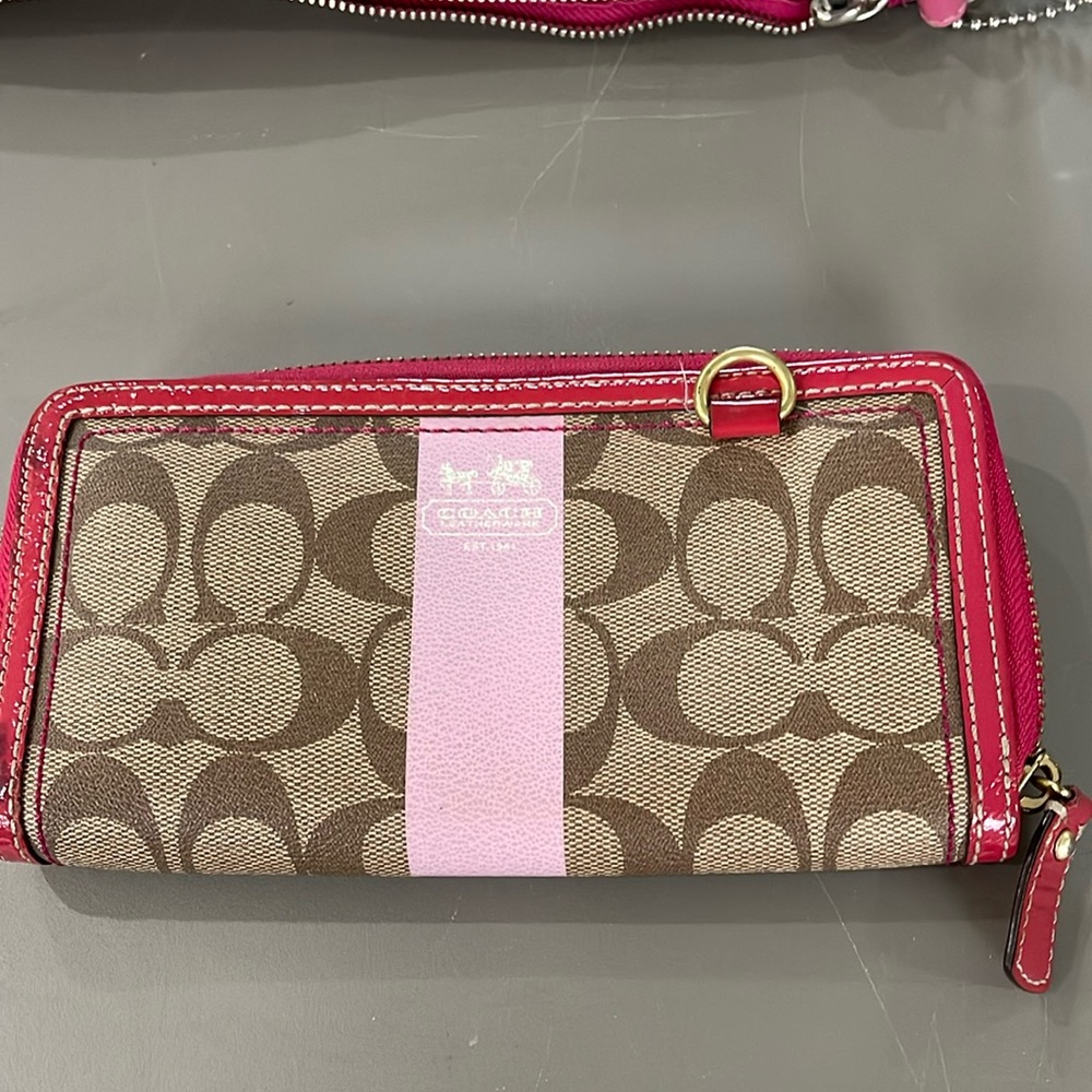 Accordion Zip Wallet Brown Tan Pink